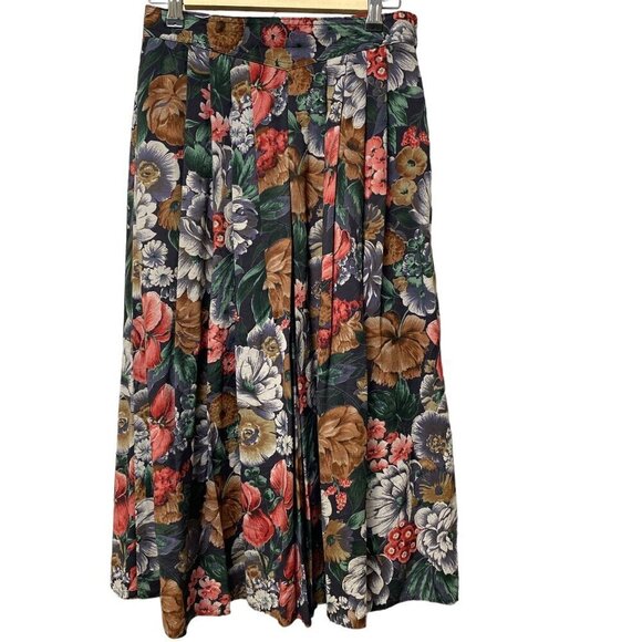 Vintage Floral Skirt XS Midi Full Tea Skirt By St. Michael Made in Germany Visco - Picture 1 of 15